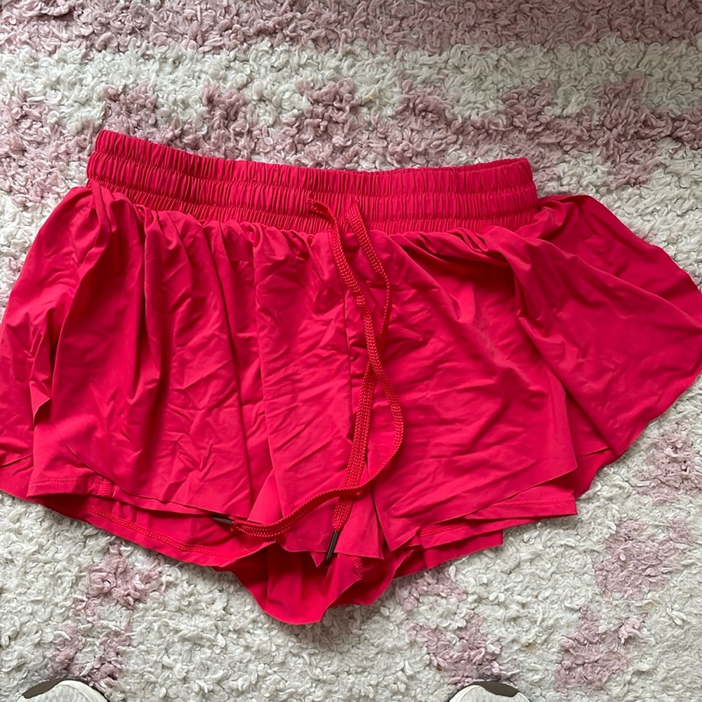 Red athletic shorts